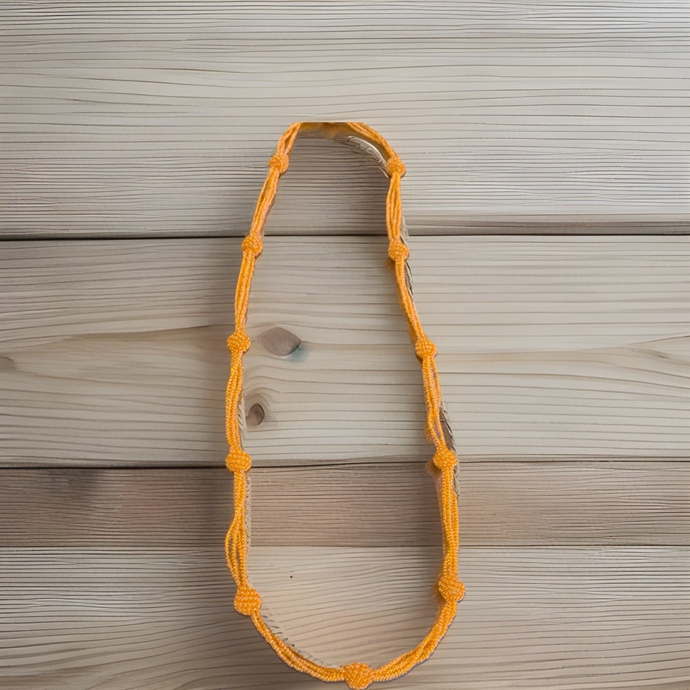 Vtg Glass Seed Bead Knotted Necklace Orange 24 Inch‎
